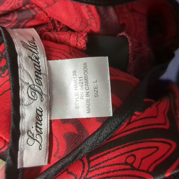 Linea Donatella Red and Black Satiny Slip Dress - Picture 11 of 13